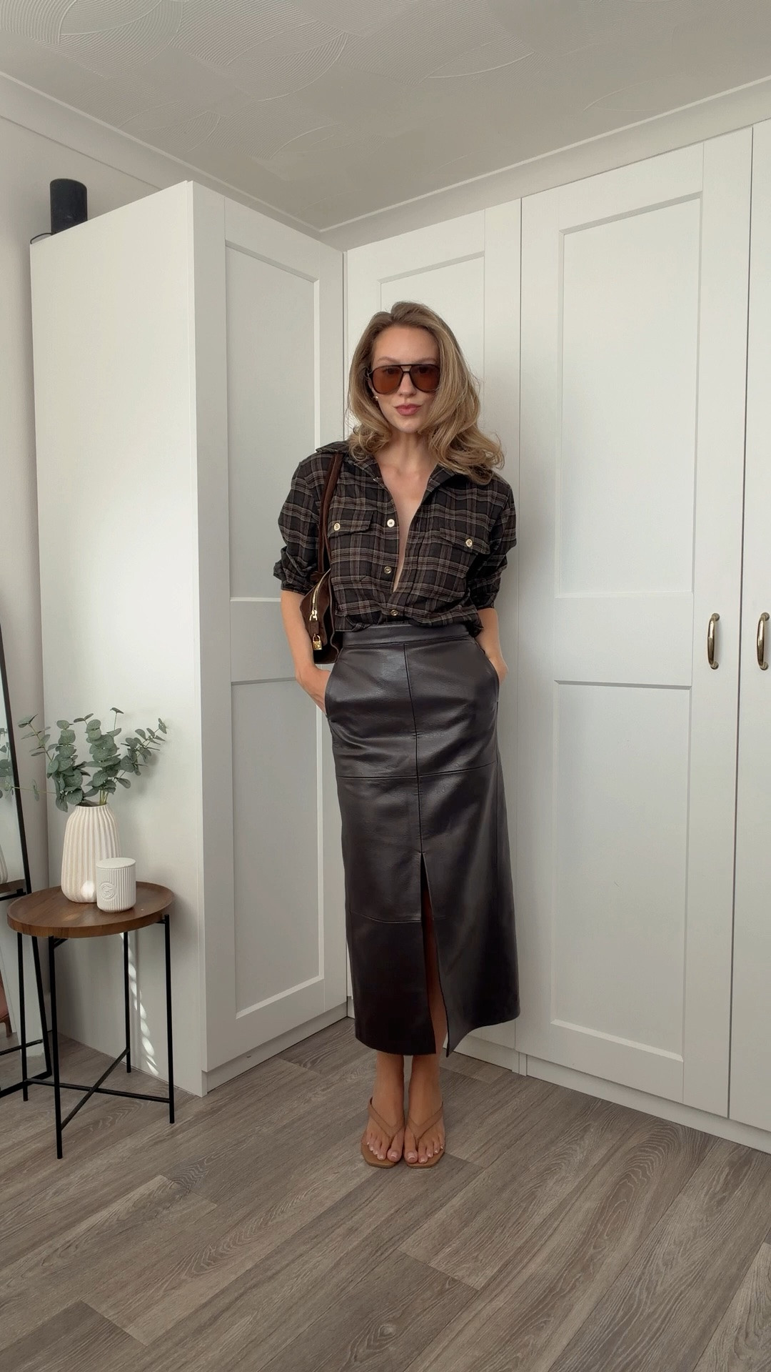 Leather pencil skirt, plaid shirt, chocolate brown, autumn outfit, autumn fashion trends

#LTKFashionMonth #LTKuk #LTKautumn