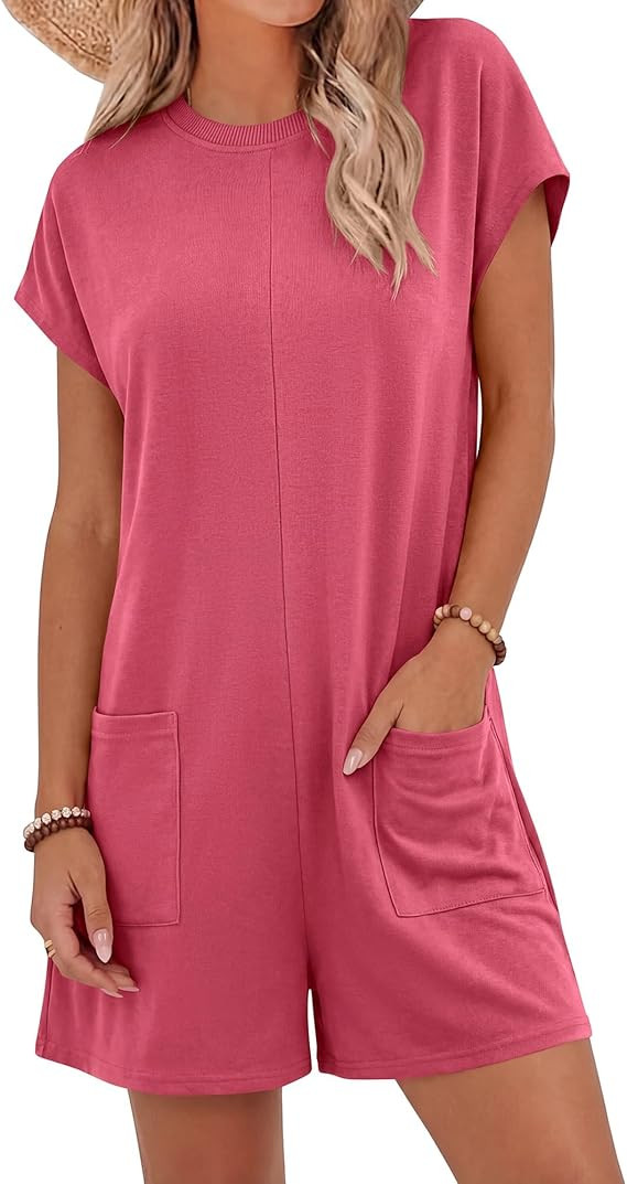 BTFBM Rompers for Women Summer 2026 Casual Dressy One Piece Shorts Tshirt Pants Jumpsuit Beach Va... | Amazon (US)