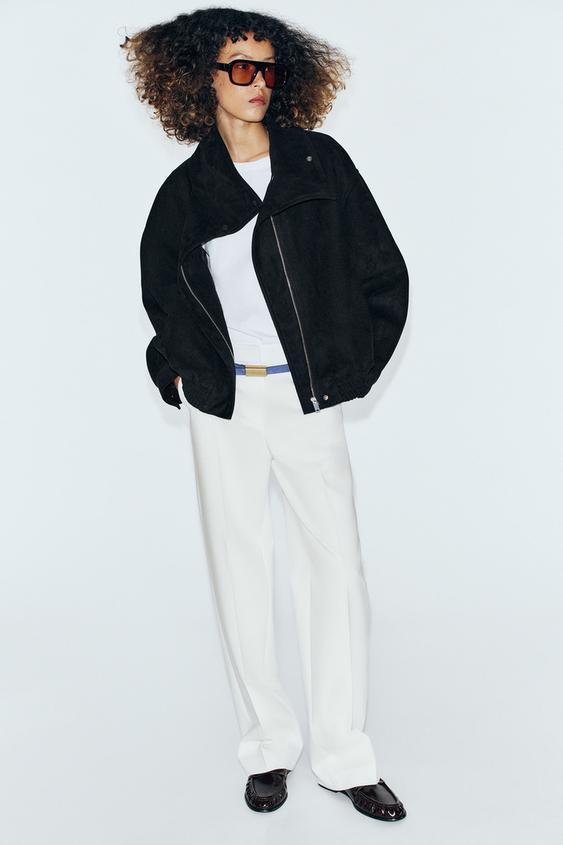 Zara - Faux Suede Bomber Jacket - Black - Xl - Woman | Zara UK