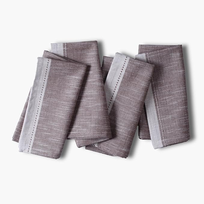 Ramanta Home Cloth Napkins Set of 4 Textured Cotton 18x18 - Premium Contrast Border Fall Thanksgi... | Amazon (US)