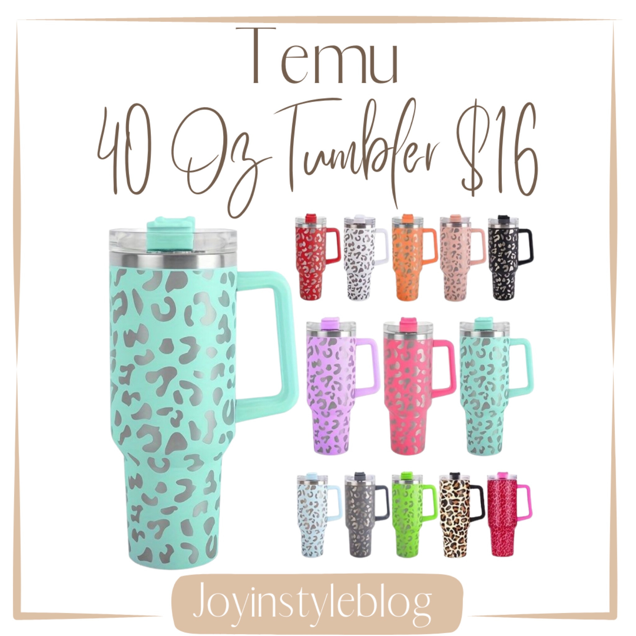 Stainless Steel Tumbler Leopard Print With Handle And - Temu