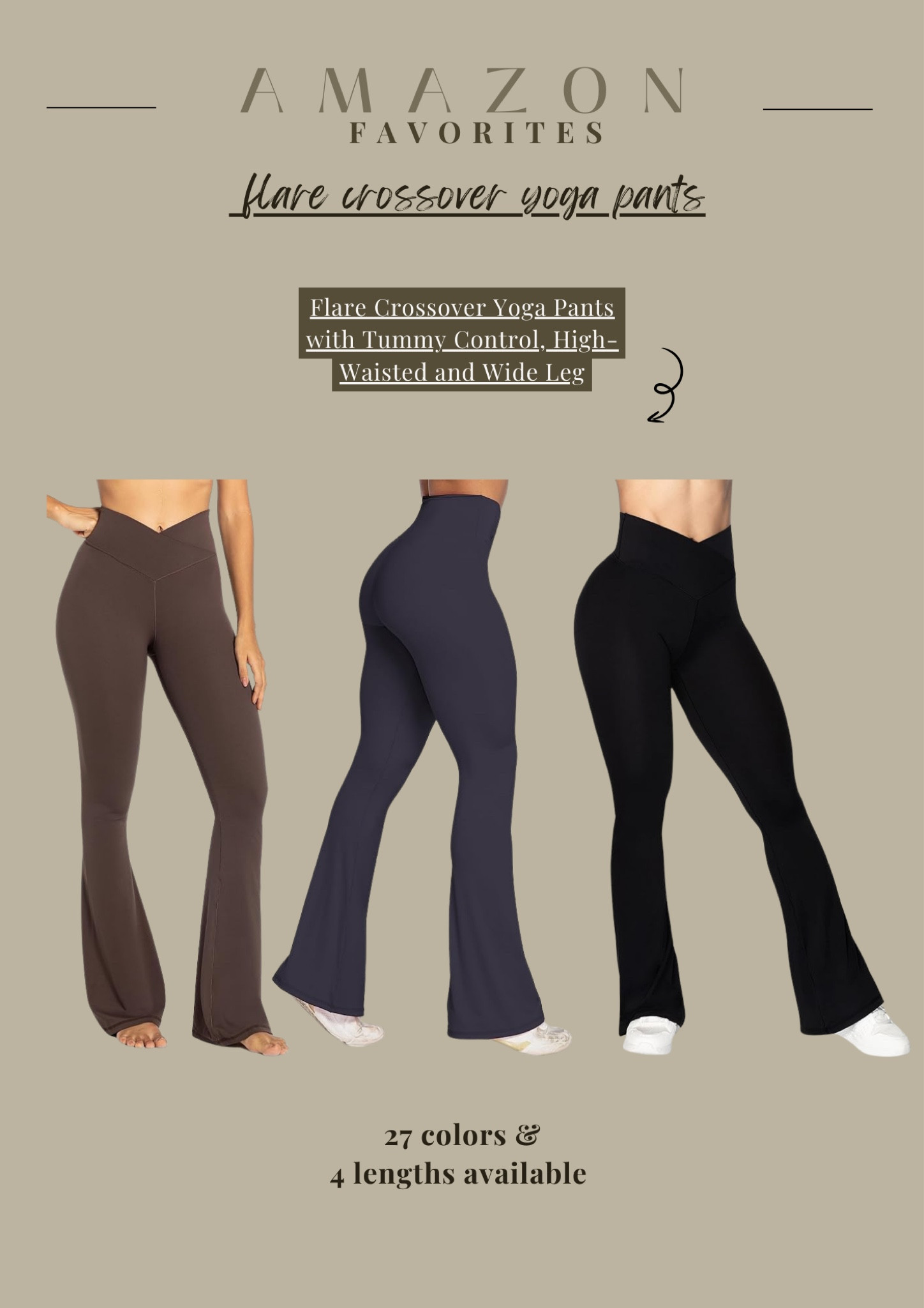 Crossover flare yoga pants available on Amazon in 27 different colors and 4 lengths!

#LTKFitness #LTKActive