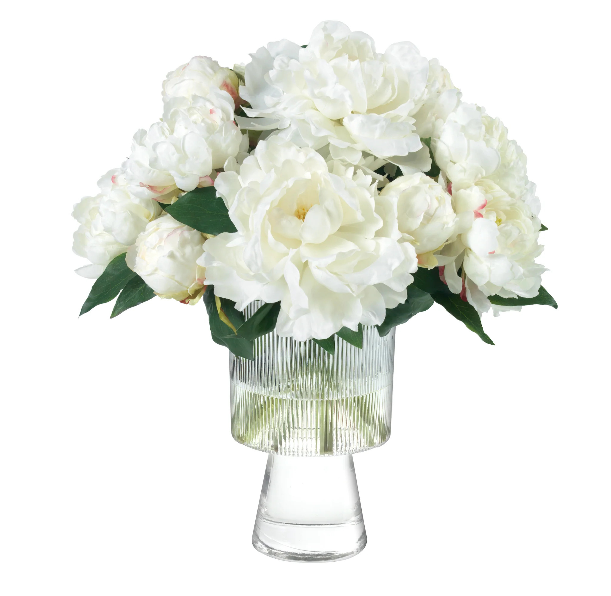 Cream Peonies in Footed Glass Vase | Stark Carpet