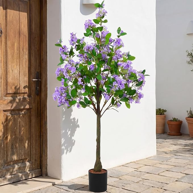Thiccywoov 1 Pack 4ft Artificial Purple Lilac Flower Tree Realistic Blooming Flower Plant Fake Po... | Amazon (US)