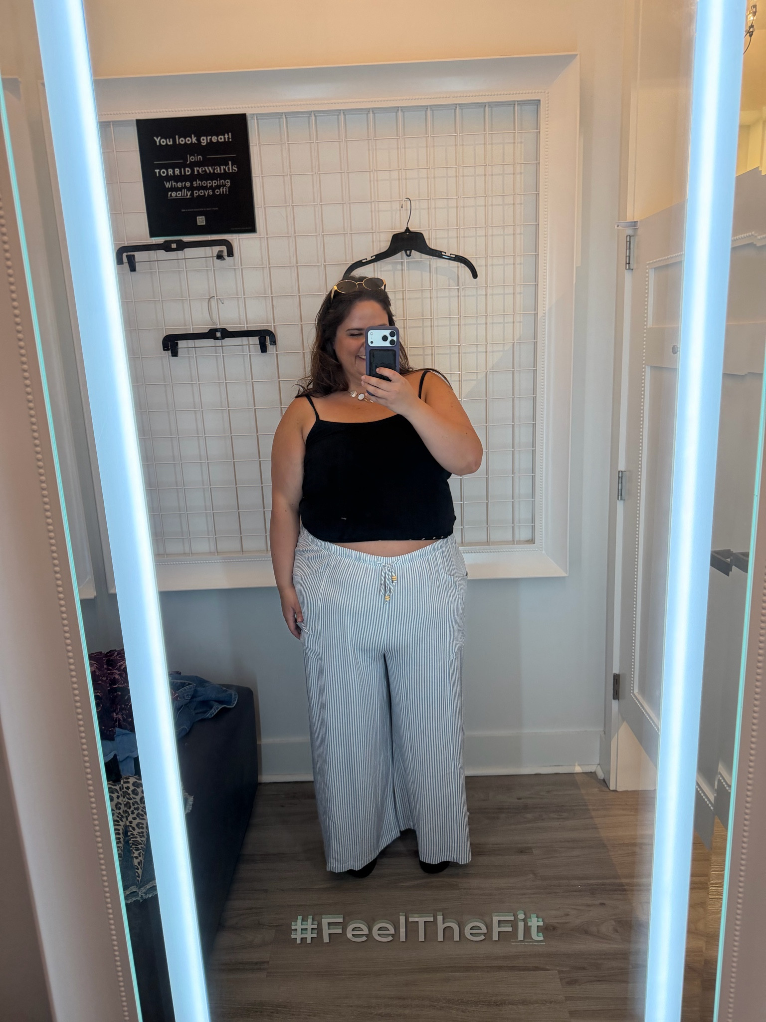 Blue striped pants from @Torrid wearing size 3, perfect for spring and summer

#LTKPlusSize #LTKSaleAlert