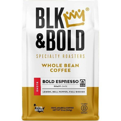 BLK & Bold B Bold Espresso Dark Roast Whole Bean Coffee - 12oz | Target