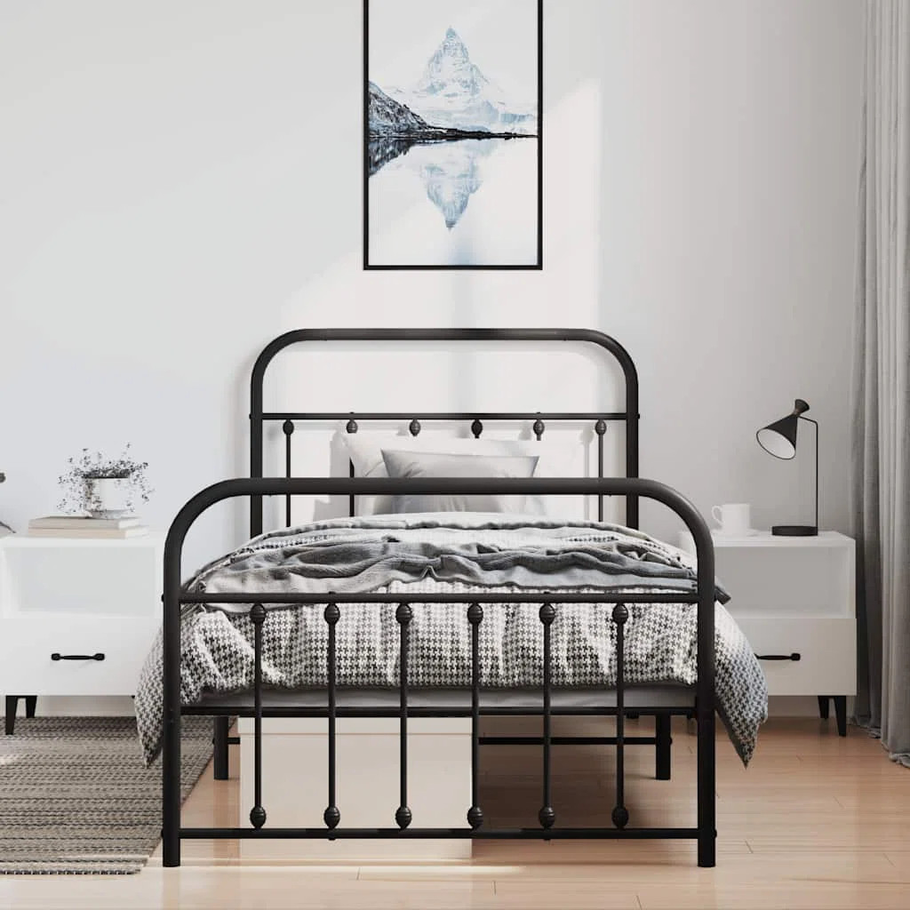 Brender Metal Bed Frame with Headboard & Slats, No Mattress, Easy Assembly | Wayfair North America