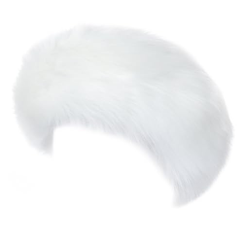 Aiphamy Winter Fluffy Faux Fur Headband Hat Ear Warmer Head Wrap Head Warmer for Women (White) | Amazon (US)