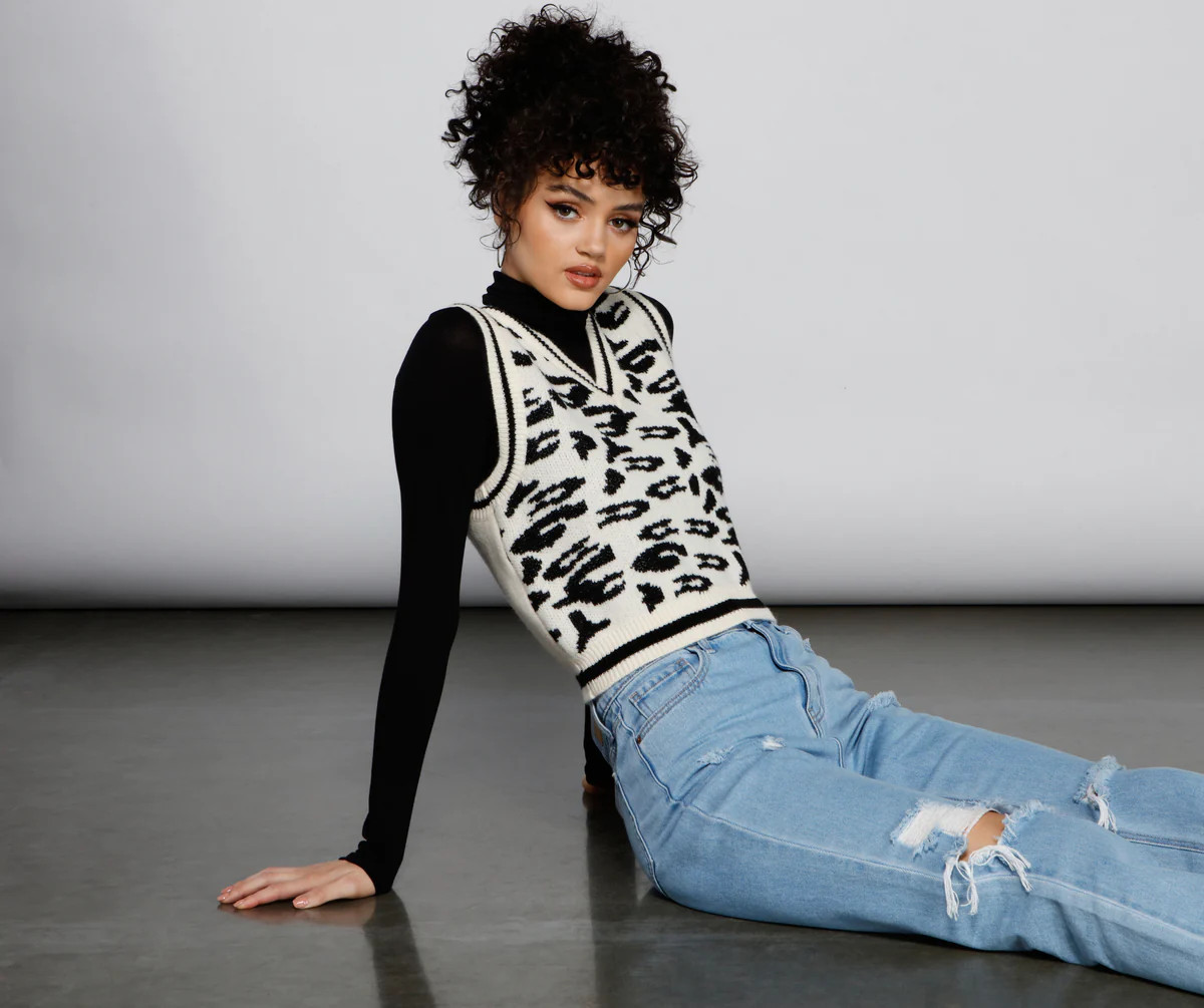 Feeling Wild Leopard Knit Vest | Windsor Stores