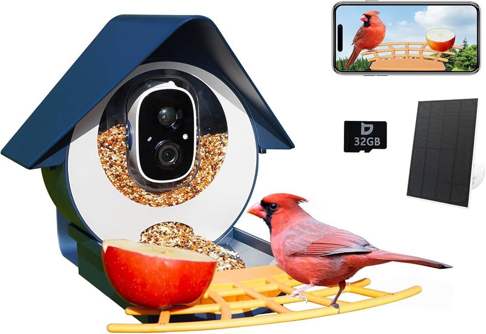 Smart Bird Feeder with Camera, AI Identify Bird Feeder Camera with Solar Pannel, Auto Capture Bir... | Amazon (US)