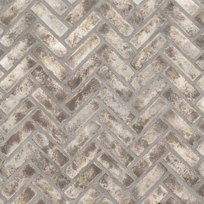 Doverton Gray 12 in. x 15 in. Natural Textured Clay Brick Mosaic Floor and Wall Tile | Wayfair North America