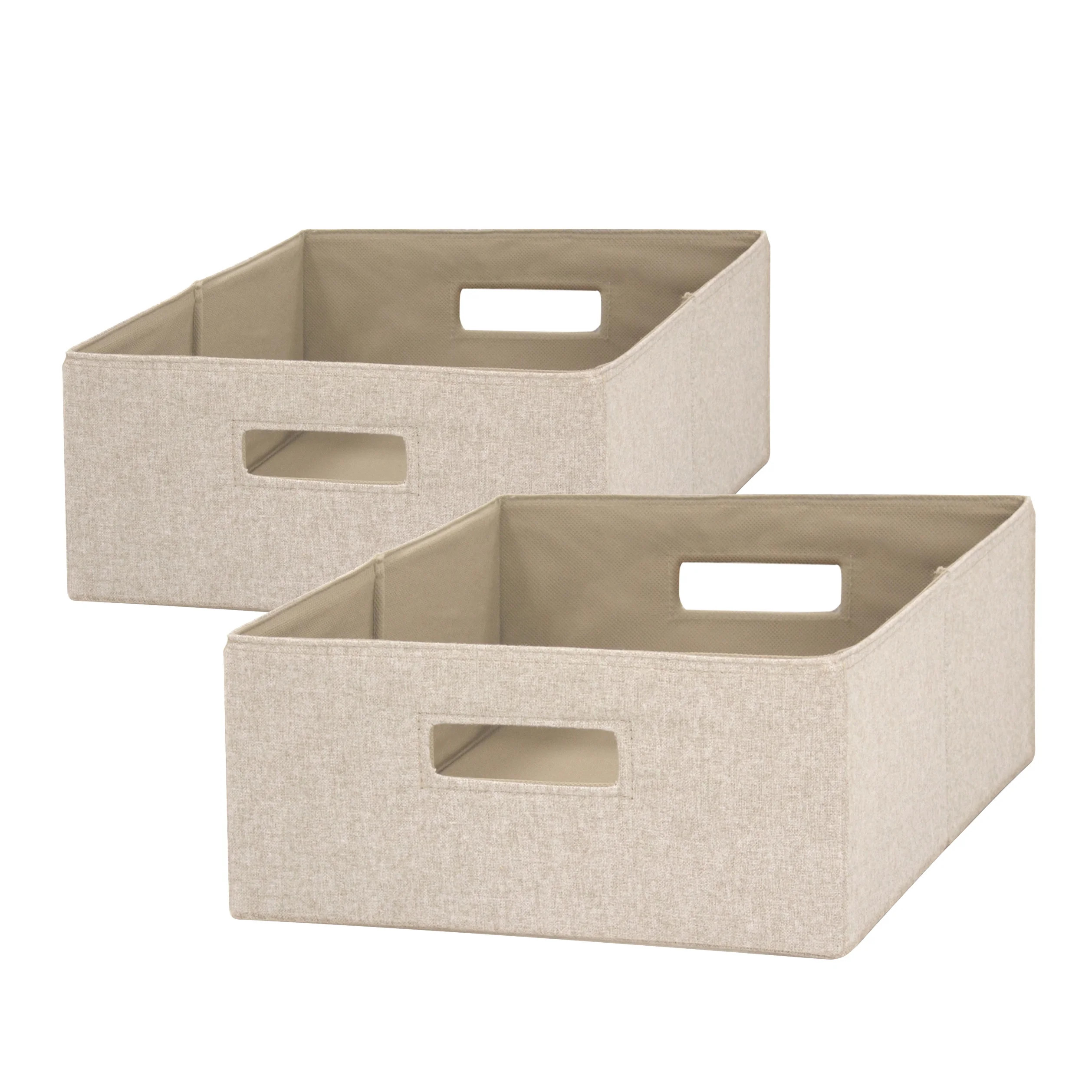 Better Homes & Gardens Half-Size Fabric Storage Bin, 2 Pack, Tan | Walmart (US)