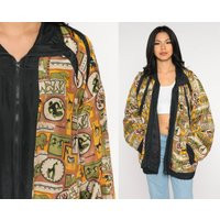 Africa Print Jacket 90S Silk Wildlife Windbreaker Boho Grunge Bomber Animal Elephant Giraffe Zip Up  | Etsy (US)