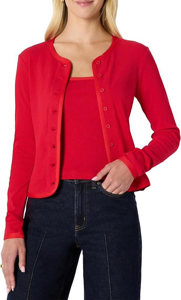 Amazon Essentials (Demi's Pick) Women's Slim-Fit Ribbed Cardigan & Cami Set with Removable Straps | Amazon (US)