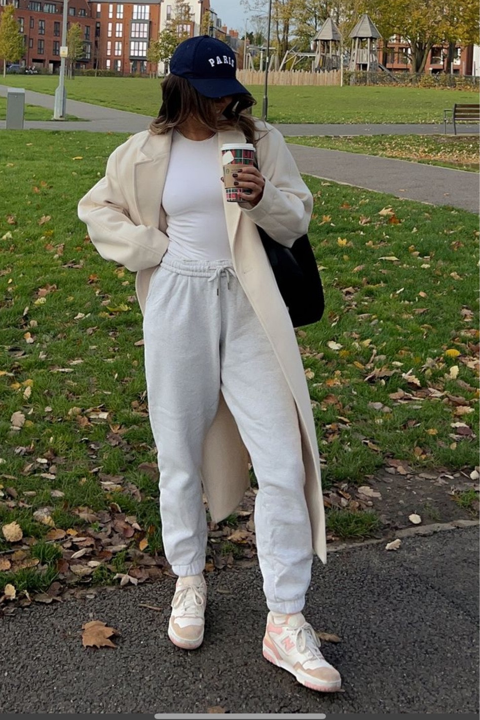 Styling a long cream coat with navy cap and white Abercrombie bodysuit (my holy grail) with grey sweatpants and new balance 550s!  🍫🫶🏼

🔗 links available via LTK in my bio, stories & jan highlight 

cap @primark 
coat @hm 
tee @zara 
joggers @4thandreckless
trainers @newbalancelifestyle 550s

#cosyoutfits #starbucksorder #offdutyvibes #laidbackstyle

#LTKMostLoved #LTKstyletip #LTKSeasonal