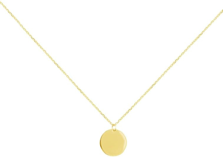 Round Gold Coin Pendant Necklace for Women Girls 925 Sterling Silver 18K Gold Plated Simple Small... | Amazon (US)