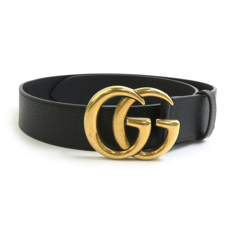 Pre-Owned GUCCI GG Marmont Belt Leather Metal Black Gold Women's 406831 e60267k (Good) - Walmart.... | Walmart (US)