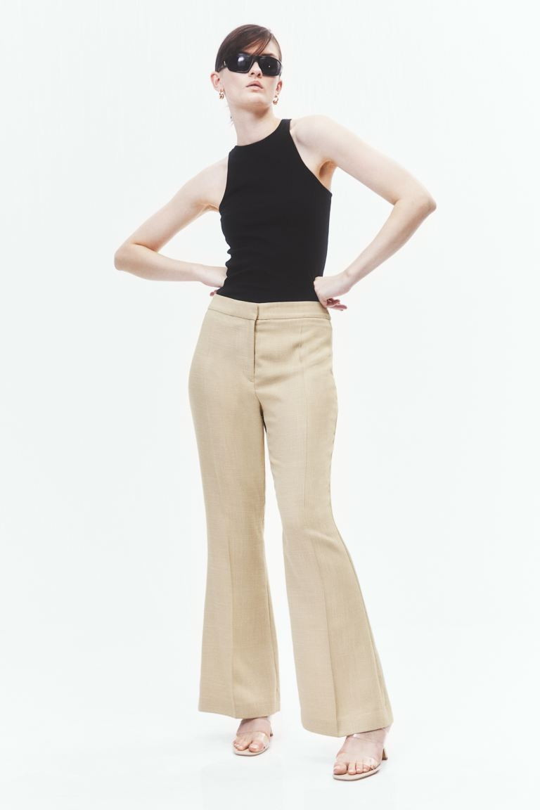 Flared Dress Pants - Beige - Ladies | H&M US | H&M (US + CA)