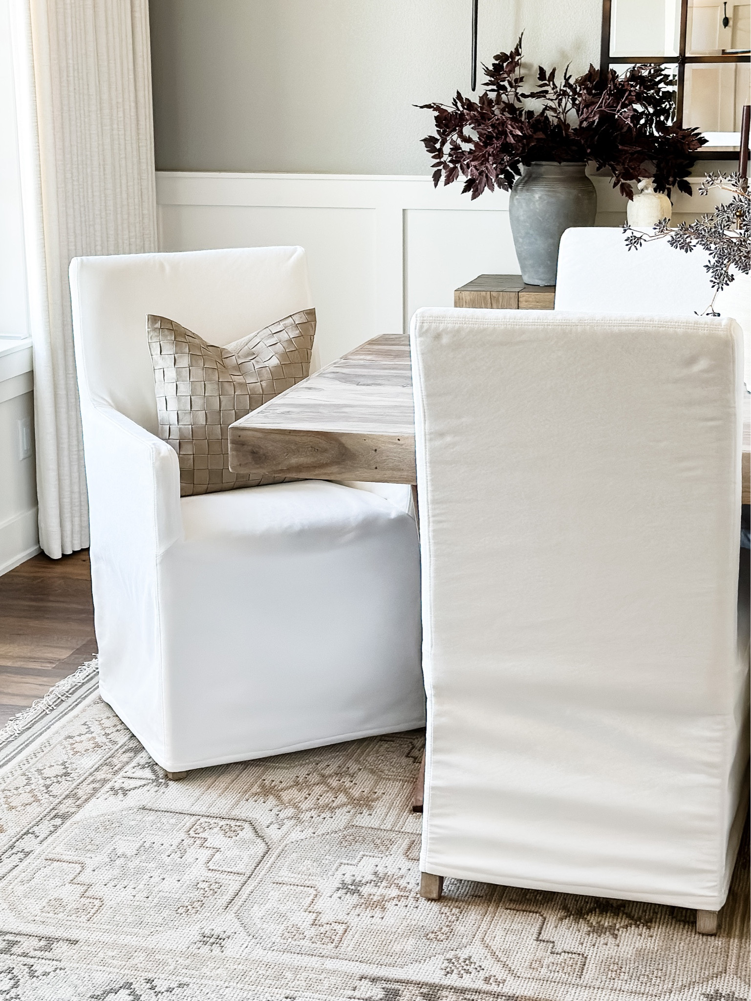 Loving this view!  Hand knotted wool rug, basket weave pillow, fall stems, vase

#LTKhome