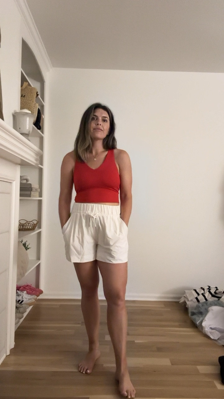 Activewear. Target style. Red active. Kansas City chiefs. Fan gear. Red kingdom. Bra top. High waist shorts. White shorts  Active shorts. Mom outfit. Summer outfit. Gym outfit. Fitness. Travel outfit   #ltkactive #ltkfitness #ltkfindsunder50