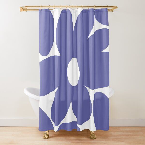 Retro Daisy Flowers in Very Peri 1 Shower Curtain by anitabellajantz | Redbubble (US)
