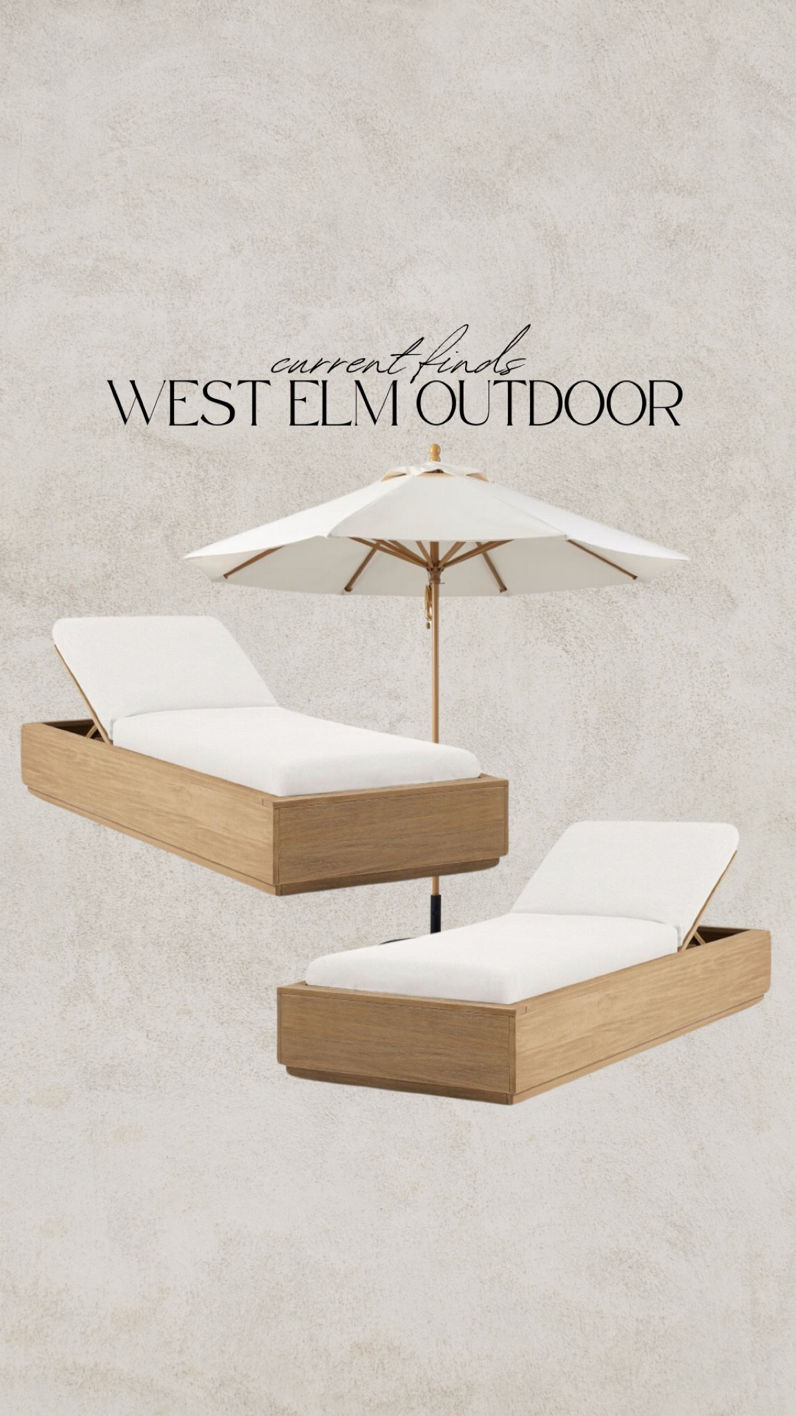 How cute are these outdoor chaise lounges from West Elm. Outdoor umbrella patio umbrella telluride chaise white oak chaise white oak umbrella #westelm #telluride #outdoor

#LTKHome #LTKSummerSales #LTKSeasonal