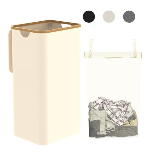 Laundry Hamper with Lid, 100L Tall Laundry Basket with Handles, Dirty Clothes Hamper with Removable Laundry Bag for Bathroom Bedroom Dorm Room Clothes Toys Towels (100L Beige) | Amazon (US)