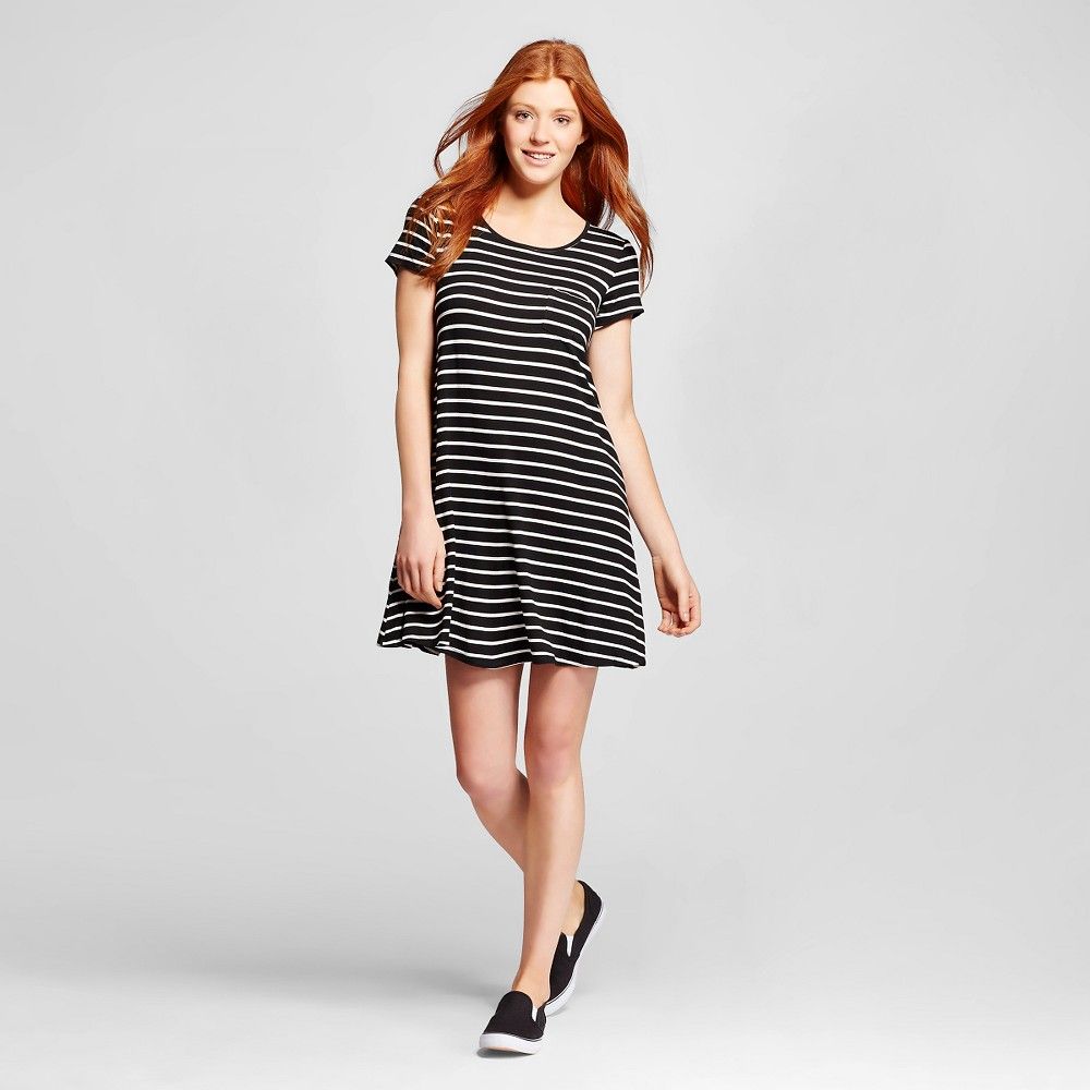 Women's T-shirt Dress Black/White Stripe M - Mossimo Supply Co. (Junior's) | Target