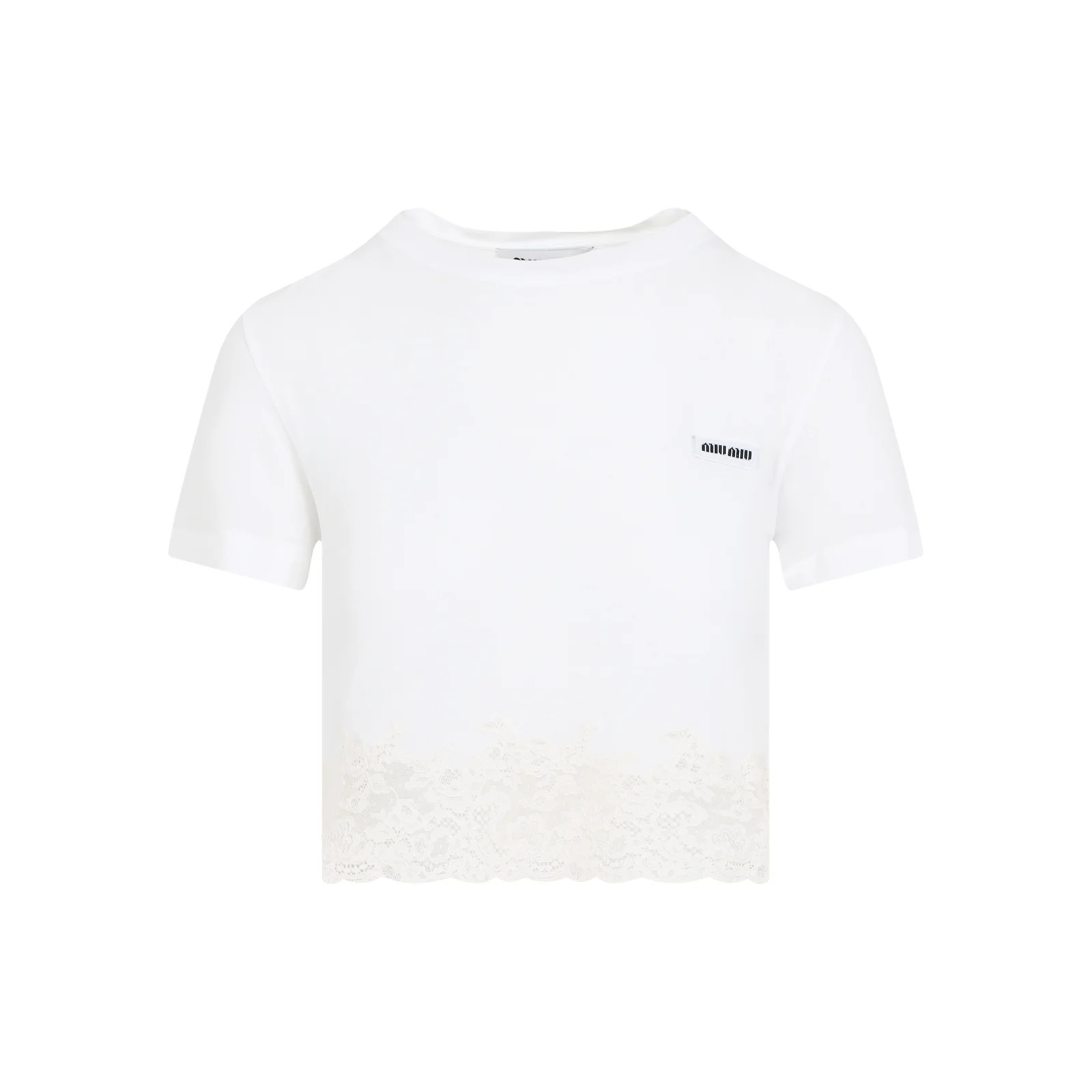 Miu Miu Short-Sleeved Crewneck T-Shirt | Cettire Global