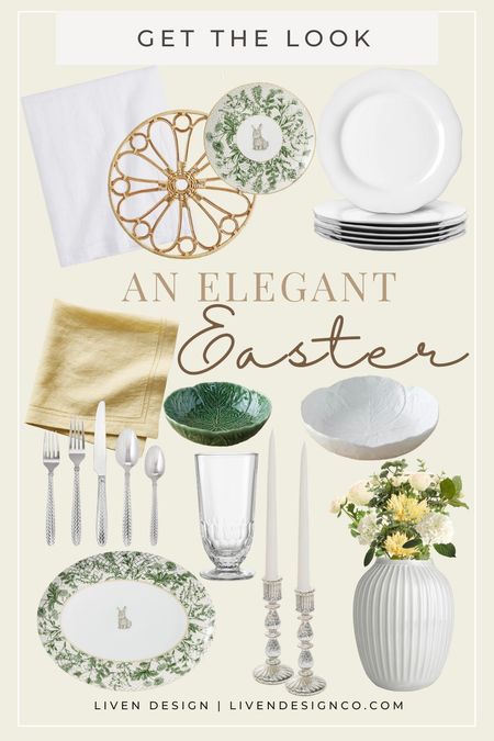 Easter table setting. Tablescape. Easter dinnerware. spring dining. Scalloped dinner plates. Cabbage ceramic serving bowl. yellow cloth napkins. Hemstiched napkins. Floral centerpiece. Spring faux florals. Ceramic vase. Silverware. Flatware. Glassware. Woven plate chargers placemats. Linen tablecloth. 

#LTKSeasonal #LTKhome #LTKstyletip