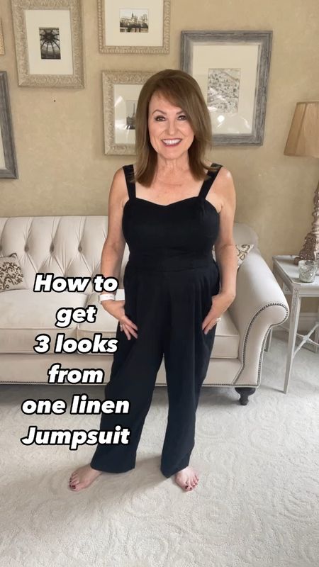 This jumpsuit from Old Navy has endless possibilities- these are just 3 for you to try. 

This jumpsuit fits great, has ADJUSTABLE STRAPS and is easy to get on and off (you know what I mean!) 

I love that the legs are not overly wide leg too - makes it easy for running through the airport if necessary! 

#LTKStyleTip #LTKOver40 #LTKSeasonal