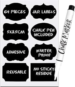 64 Chalkboard Labels for Storage Bins - Dishwasher Safe Reusable Labels for Food Containers - Rem... | Amazon (US)