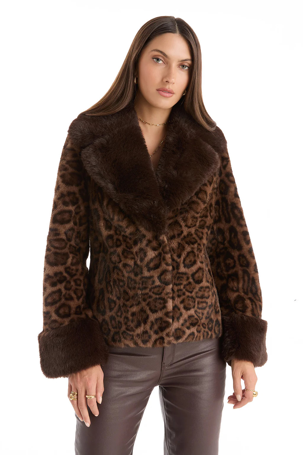 Sydney Fur Trim Coat - Leopard | The Noli Shop