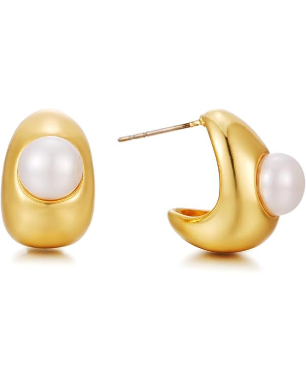 Gold Baroque Pearl Earrings Irregular Pearl Earrings Hypoallergenic for Women Jewelry | Amazon (US)