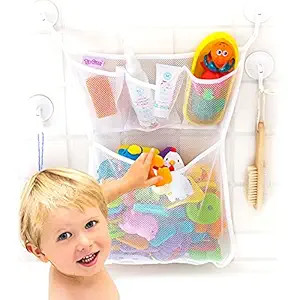 Original Tub Cubby Bath Toy Storage - Hanging Bath Toy Holder, with Suction & Adhesive Hooks, 14"... | Amazon (US)