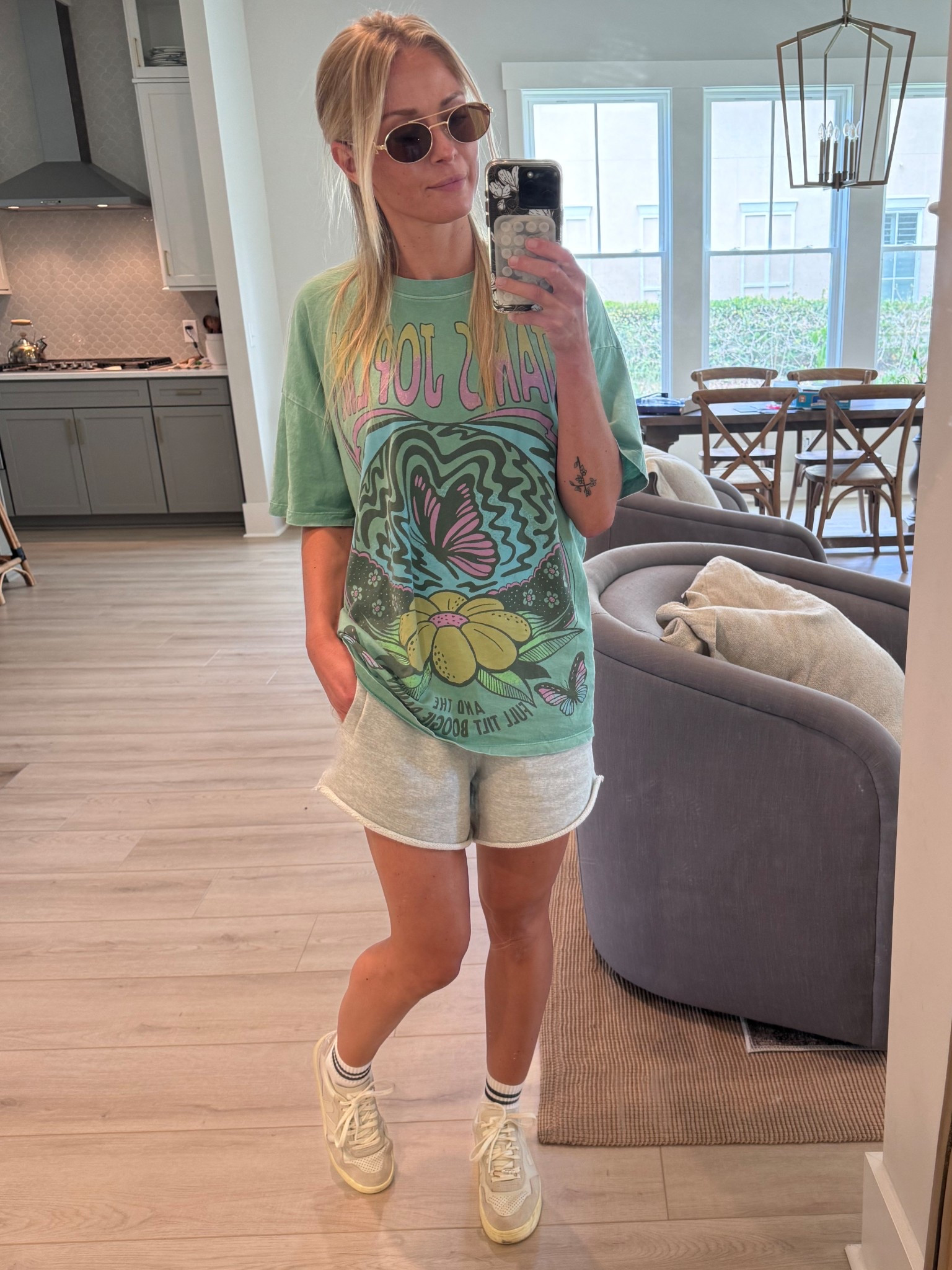 A mom outfit if I’ve ever seen one ! Sweat shorts, band tee, Veja 

#LTKFindsUnder50 #LTKTravel #LTKActive