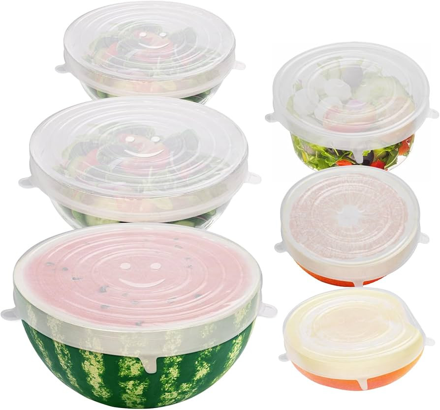 Amazon.com: 6PCS Silicone Stretch Lids - Reusable Bowl Covers for Food Storage, Suitable for Vari... | Amazon (US)