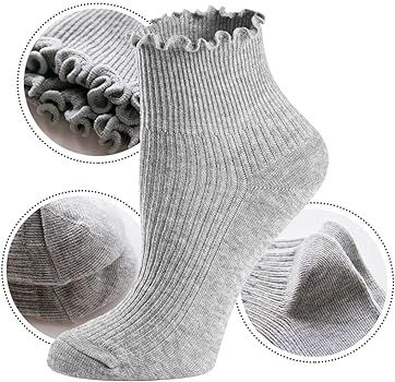 Womens Socks, Thicken Ruffle Turn-Cuff Ankle Crew Low Cut Socks Knit Cotton Lettuce Winter Warm D... | Amazon (US)