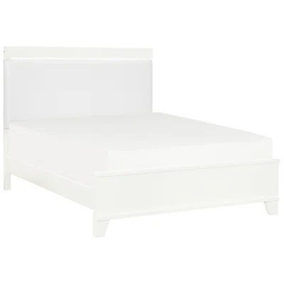 Led Illuminated Bed With White Gloss Finish And Faux Leather Headboard Wood Brilliance | Wayfair North America