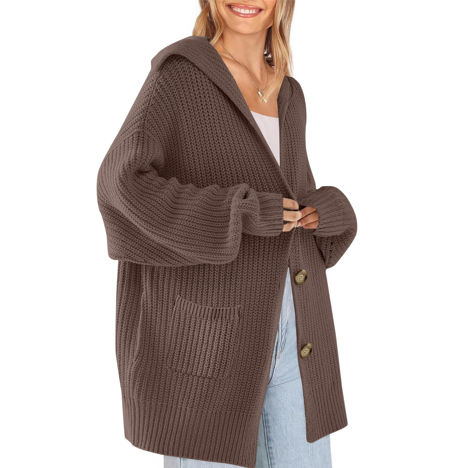 Stichou Women's Oversized Sailor Collar Button Cardigans Chunky Knit Long Sleeve Slouchy Sweaters... | Walmart (US)