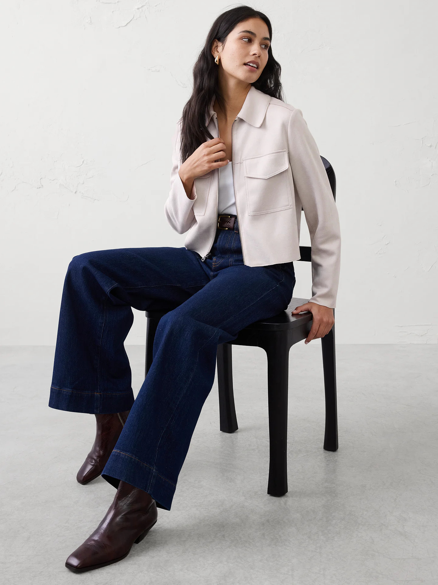 Vegan Suede Cropped Jacket | Banana Republic Factory