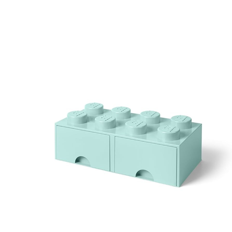 LEGO Brick Drawer, 8 Knobs, 2 Drawers, Stackable Storage Box, Aqua Mint Green | Amazon (US)