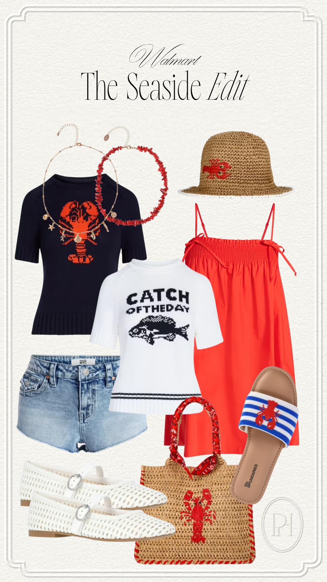 The cutest finds at Walmart for your summer looks!

summer fashion, summer style, summer outfit, beach day, seaside looks, vacation outfit, nautical style, nautical outfit, lobster top, woven hat, bucket hat, seashell necklace, lobster bag, summer handbag, summer tote bag, summer sandals, summer shoes, summer footwear, white flats, denim shorts, denim cutoffs, red dress, summer sweaters, knit tee, knit tops, summer vibes 

 #LTKgrwm #LTKootd #LTKSeasonal