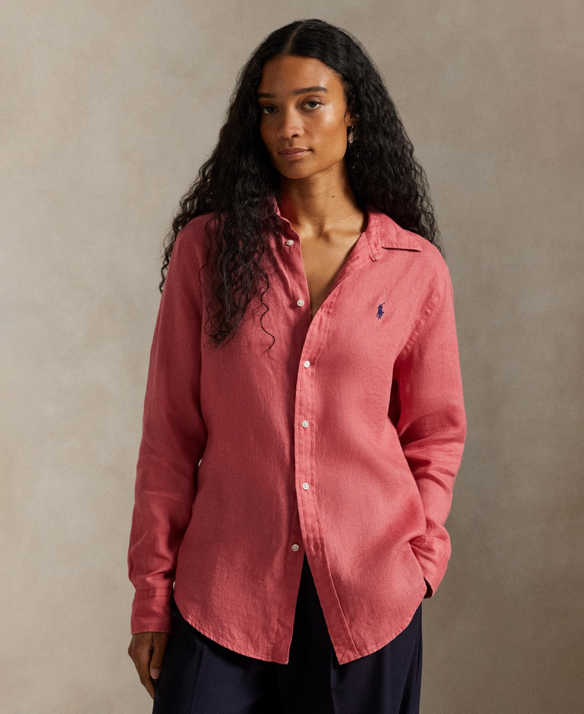 Polo Ralph Lauren Women's Classic-Fit 100% Linen Shirt - Red | Macy's
