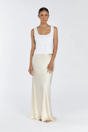 OSCAR WHITE SCOOP NECK LINEN VEST | DISSH