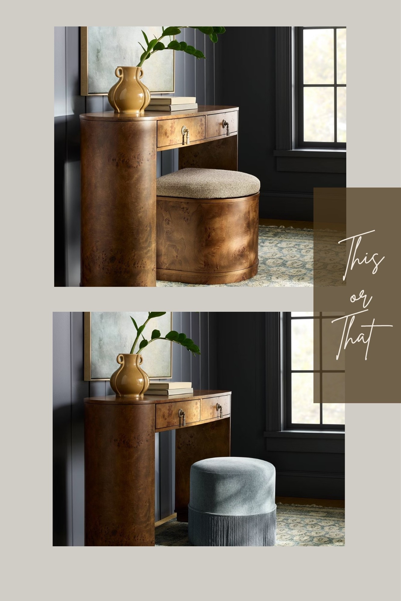 Loving the new Target- Threshold, but what ottoman?!?  They are both so good, neutral or color. Decisions, decisions