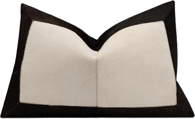 CANVELLO Genuine Cowhide Leather Decorative Throw Pillows - Handmade Patchwork Accent Pillows for... | Amazon (US)