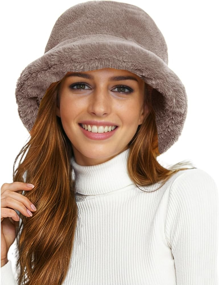 Lina & Lily Winter Faux Fur Bucket Hat for Women Men with Lining Soft Fluffy | Amazon (CA)