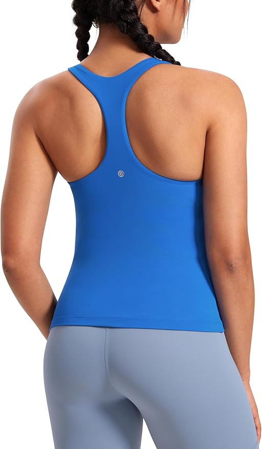 CRZ YOGA Butterluxe Workout Racerback Tank Tops for Women - Padded Athletic Spandex Yoga Shirts w... | Amazon (US)