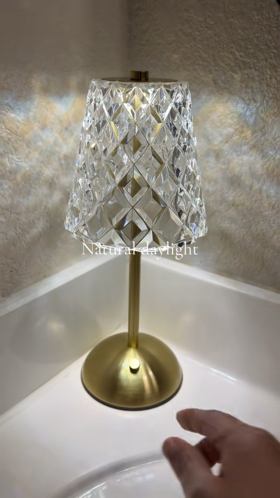 Rechargeable LED table lamp, dimmable with 3 modes.

Table lamp, rechargeable lamp, cordless lamp, usb-c rechargeable lamp, portable lamp, gold table lamp, modern aesthetic.